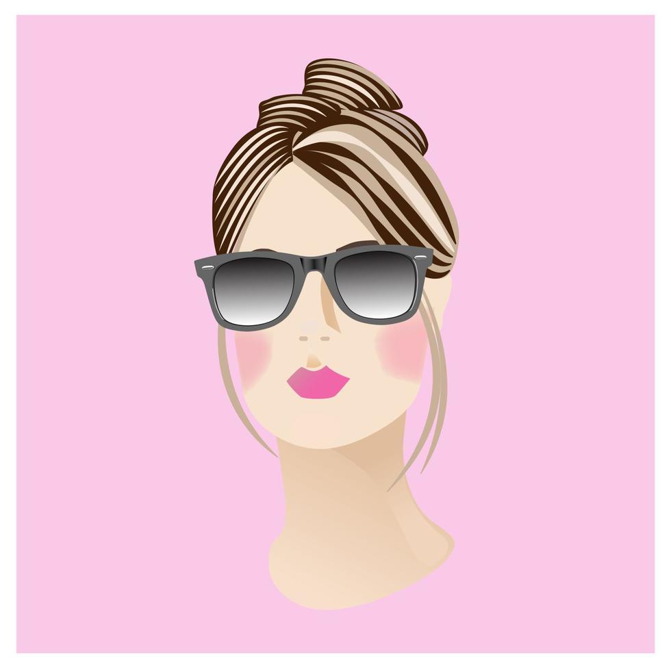 The single lady with the black glasses vector