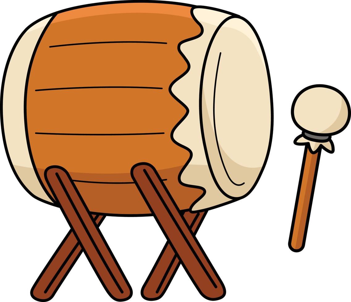 Muslim Drum Cartoon Colored Clipart Illustration vector