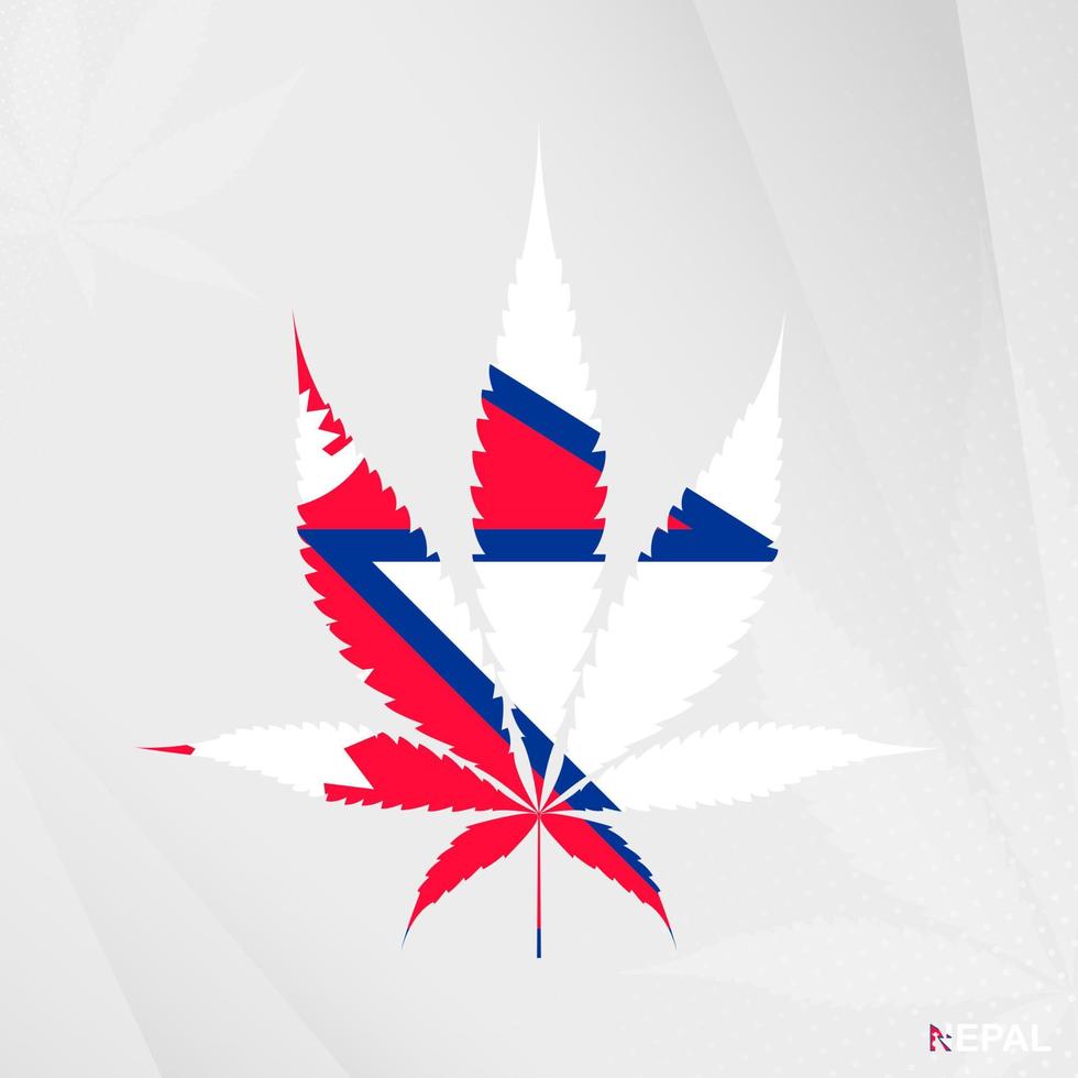Flag of Nepal in Marijuana leaf shape. The concept of legalization Cannabis in Nepal. vector