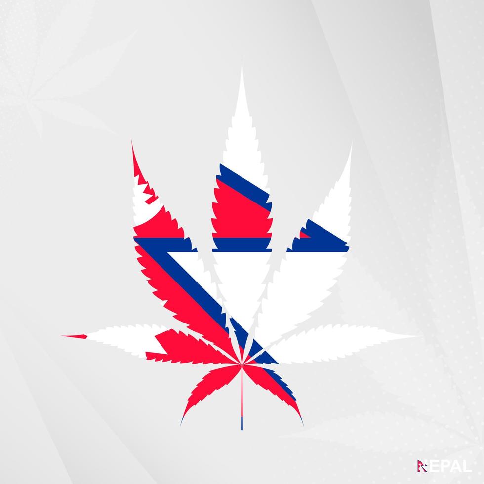 bandera de Nepal en marijuana hoja forma. el concepto de legalización canabis en Nepal. vector