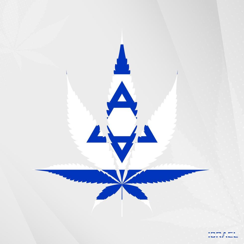 Flag of Israel in Marijuana leaf shape. The concept of legalization Cannabis in Israel. vector
