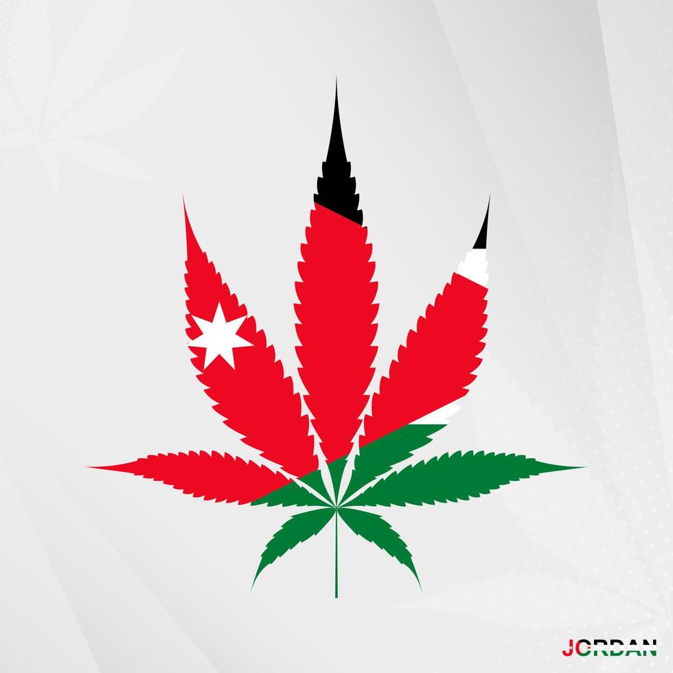 Flag of Jordan in Marijuana leaf shape. The concept of legalization Cannabis in Jordan. vector