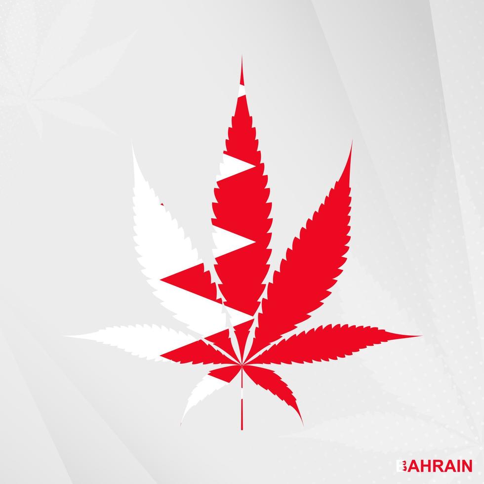 Flag of Bahrain in Marijuana leaf shape. The concept of legalization Cannabis in Bahrain. vector