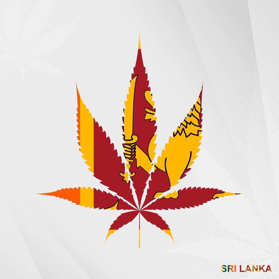 Flag of Sri Lanka in Marijuana leaf shape. The concept of legalization Cannabis in Sri Lanka. vector