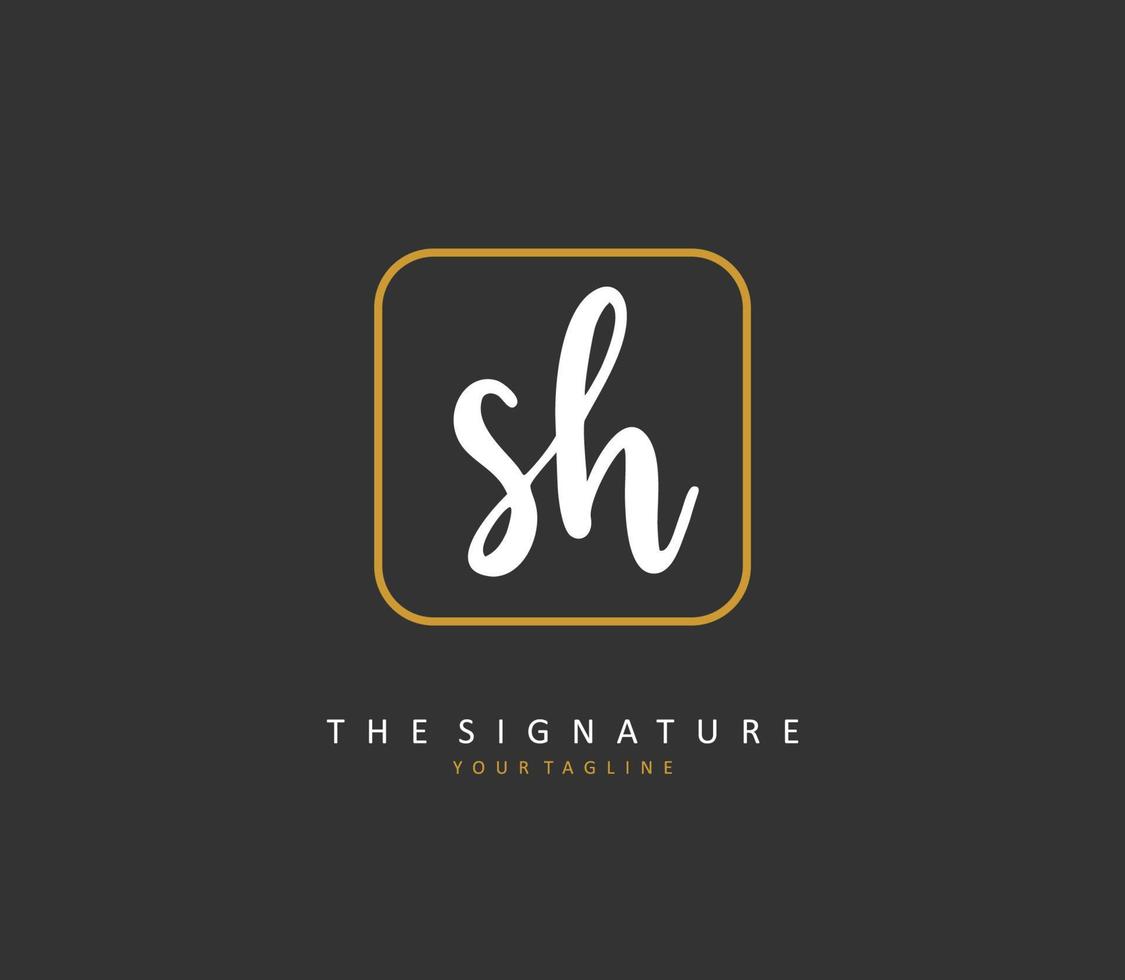 S H SH Initial letter handwriting and  signature logo. A concept handwriting initial logo with template element. vector