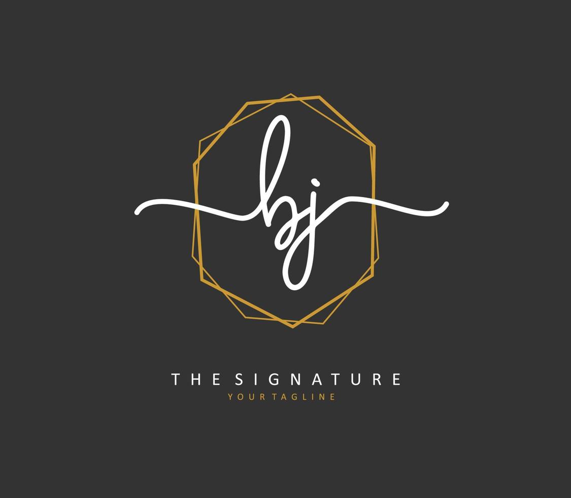 BJ Initial letter handwriting and  signature logo. A concept handwriting initial logo with template element. vector