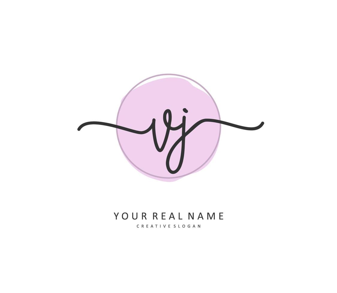 VJ Initial letter handwriting and  signature logo. A concept handwriting initial logo with template element. vector