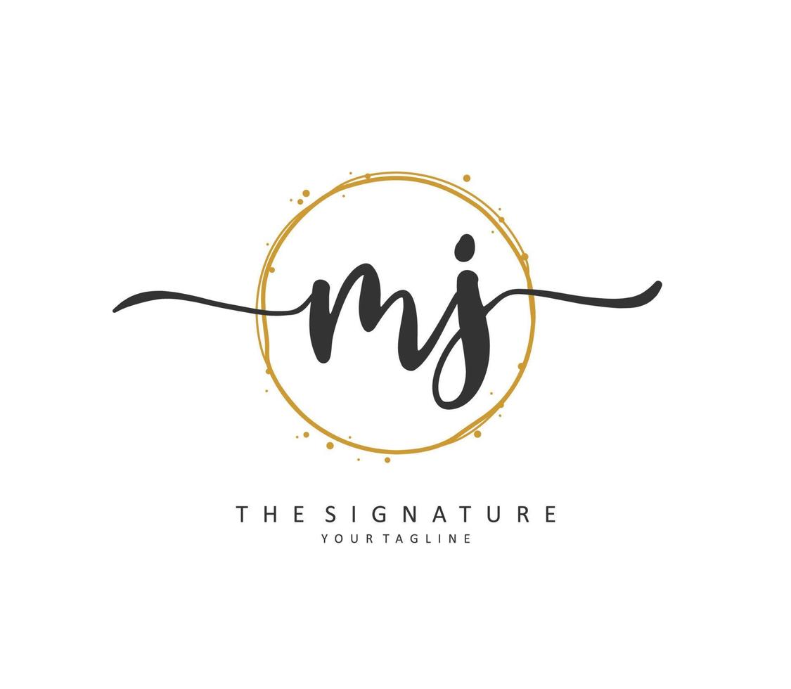 MJ Initial letter handwriting and  signature logo. A concept handwriting initial logo with template element. vector