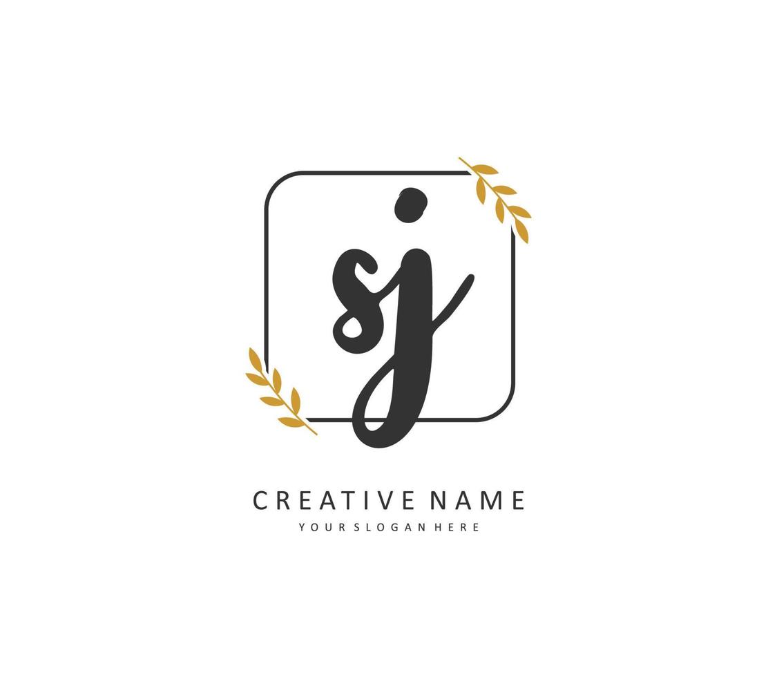 SJ Initial letter handwriting and  signature logo. A concept handwriting initial logo with template element. vector