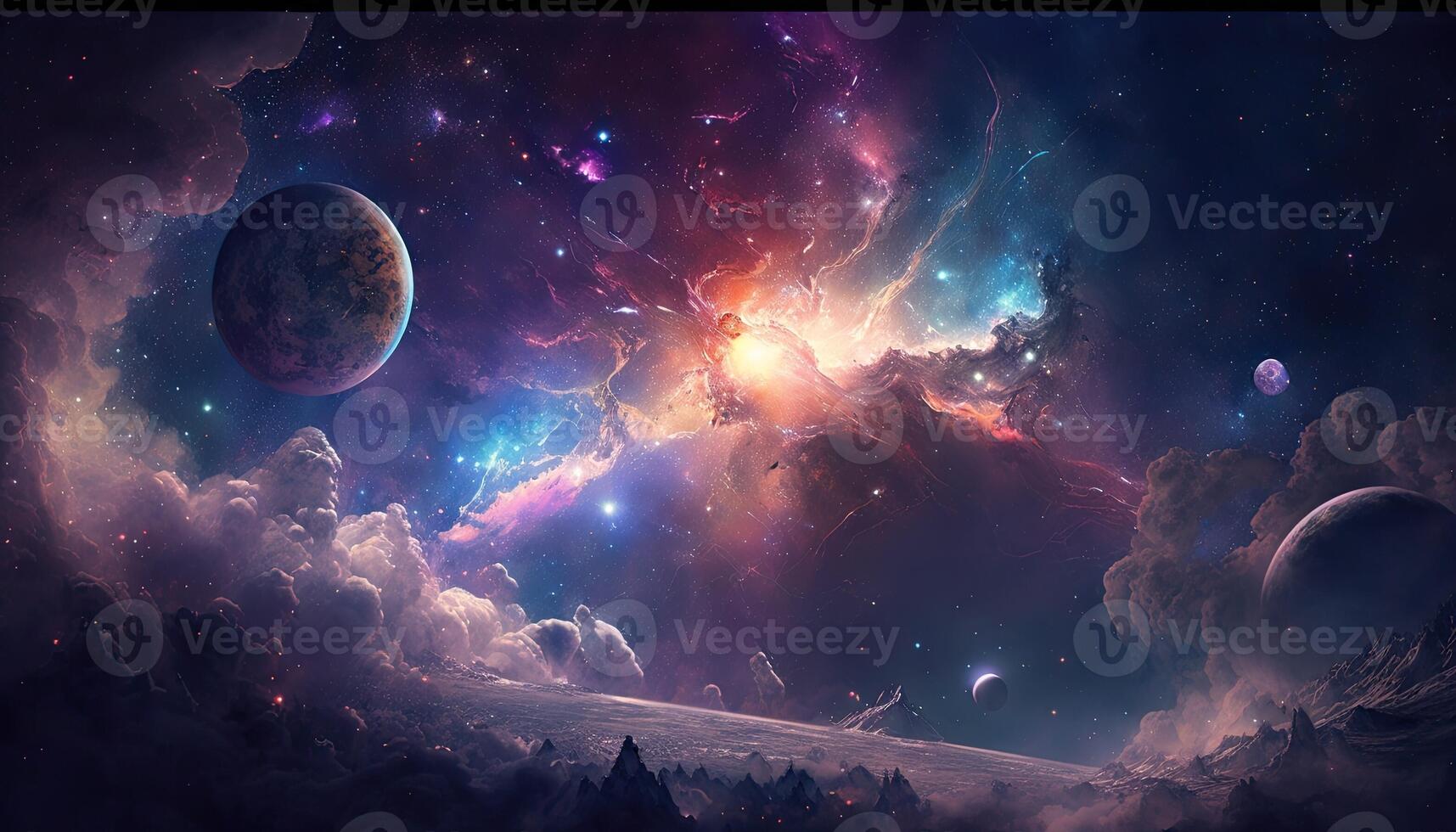 Space nebula night gallaxy illustration. Cosmos universe astronomy. . photo