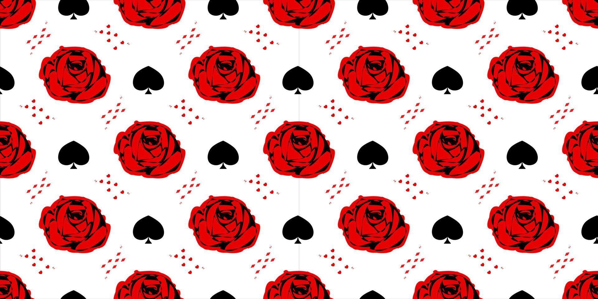 Red Rose. Playing cards. Wonderland. Seamless pattern. Children's fairy tales Alice vector