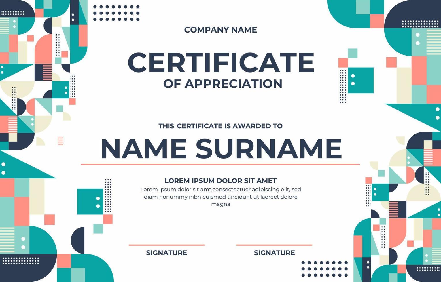 Creative Geometric Shape Certificate Template vector