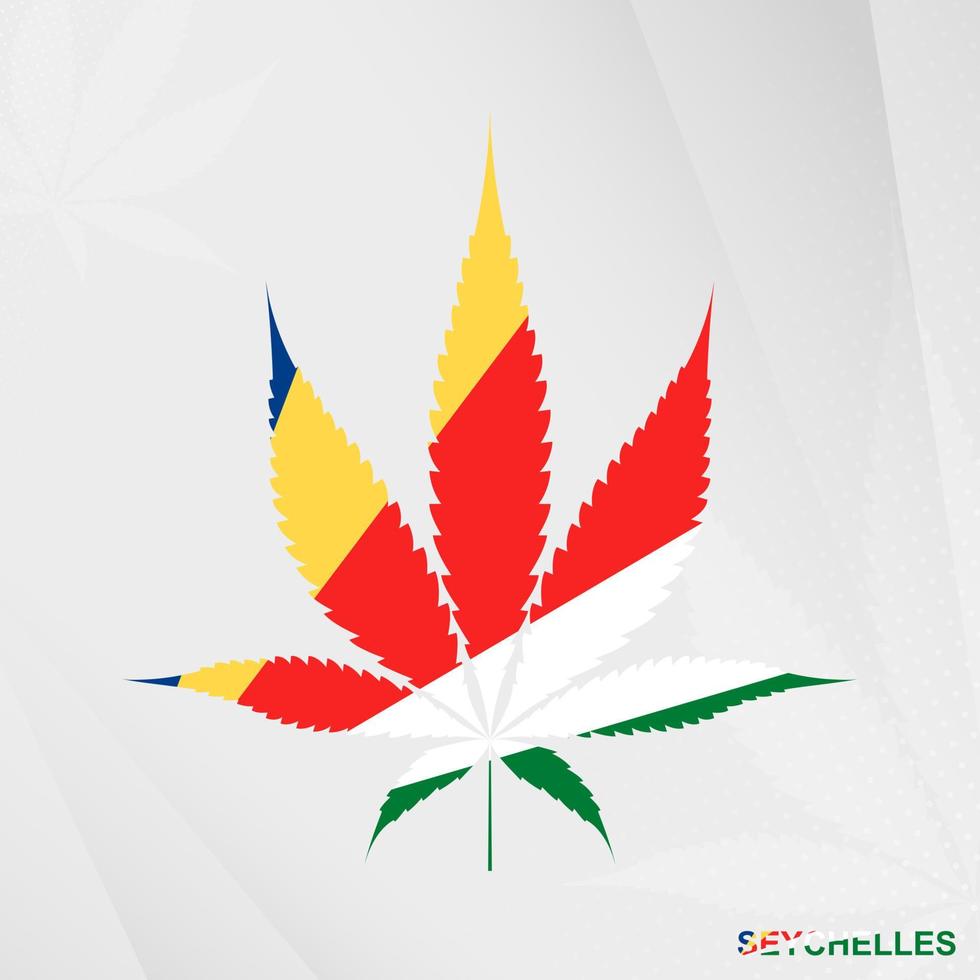 Flag of Seychelles in Marijuana leaf shape. The concept of legalization Cannabis in Seychelles. vector