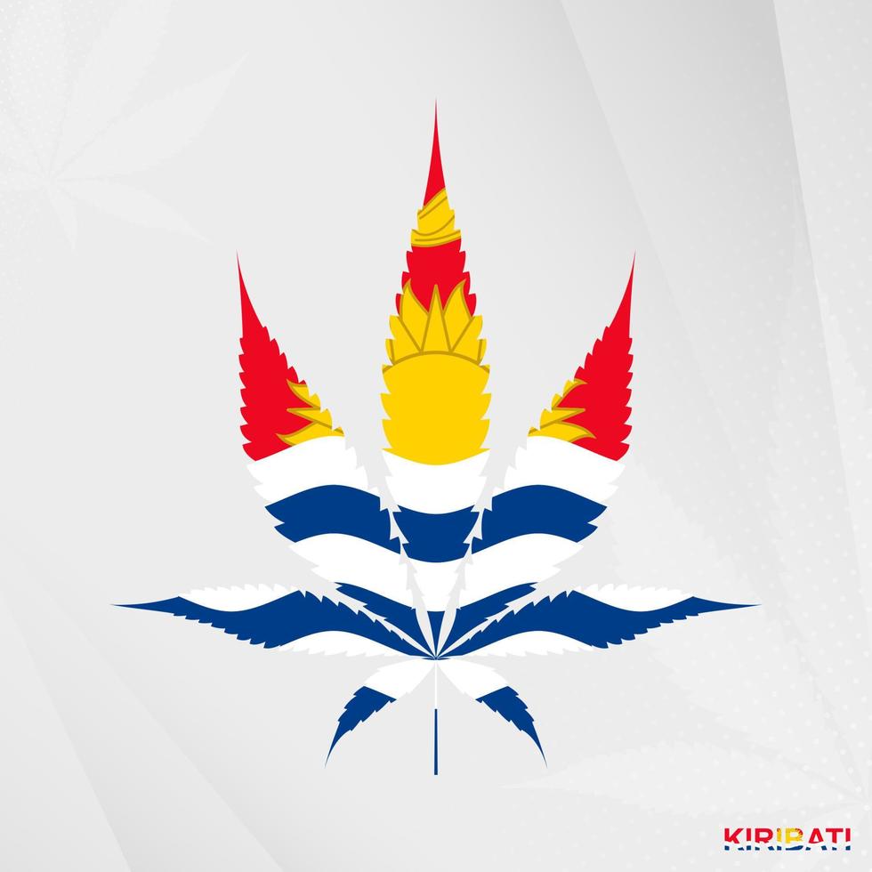 Flag of Kiribati in Marijuana leaf shape. The concept of legalization Cannabis in Kiribati. vector