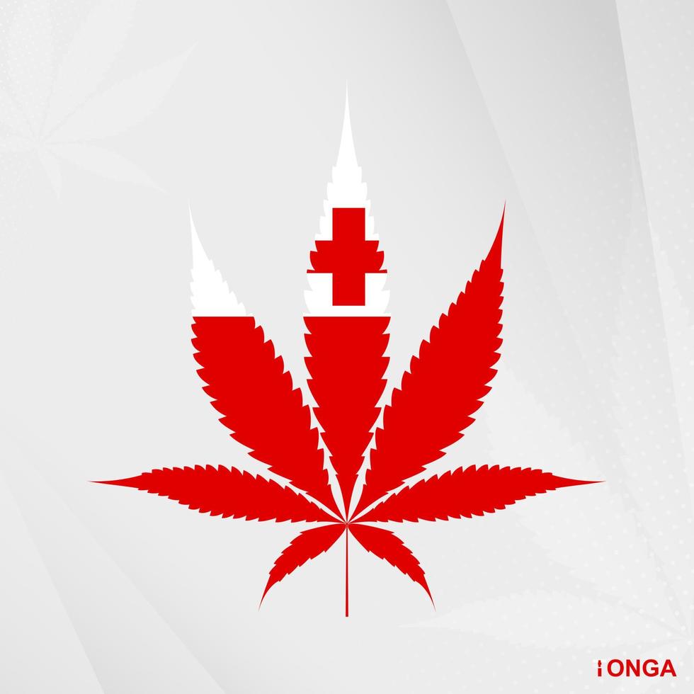 Flag of Tonga in Marijuana leaf shape. The concept of legalization Cannabis in Tonga. vector
