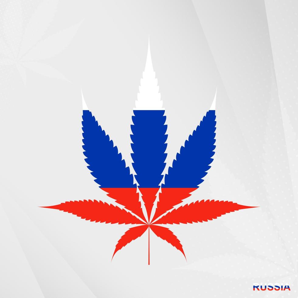 Flag of Russia in Marijuana leaf shape. The concept of legalization Cannabis in Russia. vector