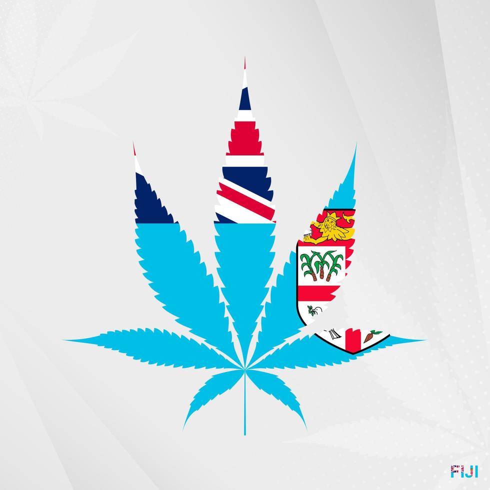 Flag of Fiji in Marijuana leaf shape. The concept of legalization Cannabis in Fiji. vector