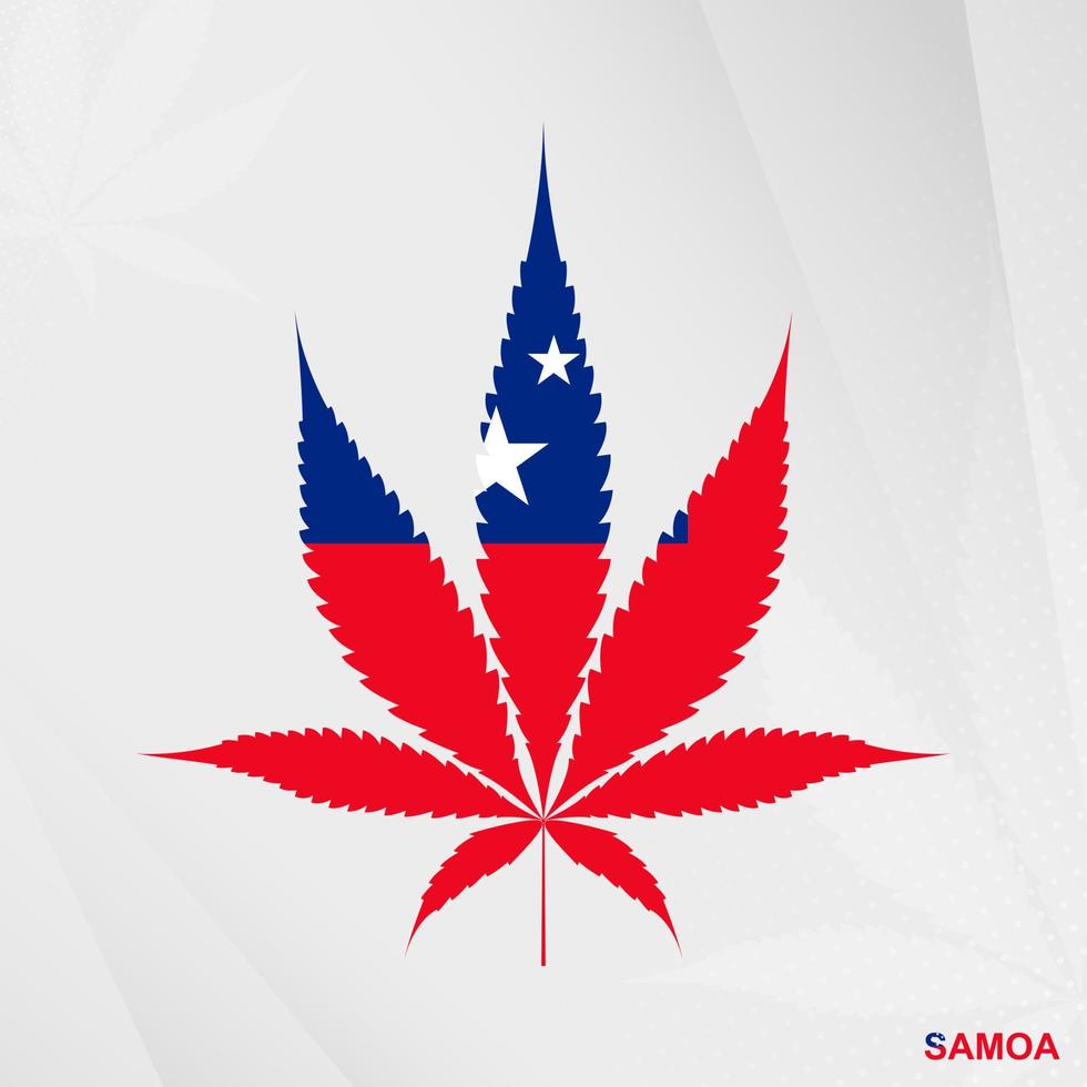 Flag of Samoa in Marijuana leaf shape. The concept of legalization Cannabis in Samoa. vector