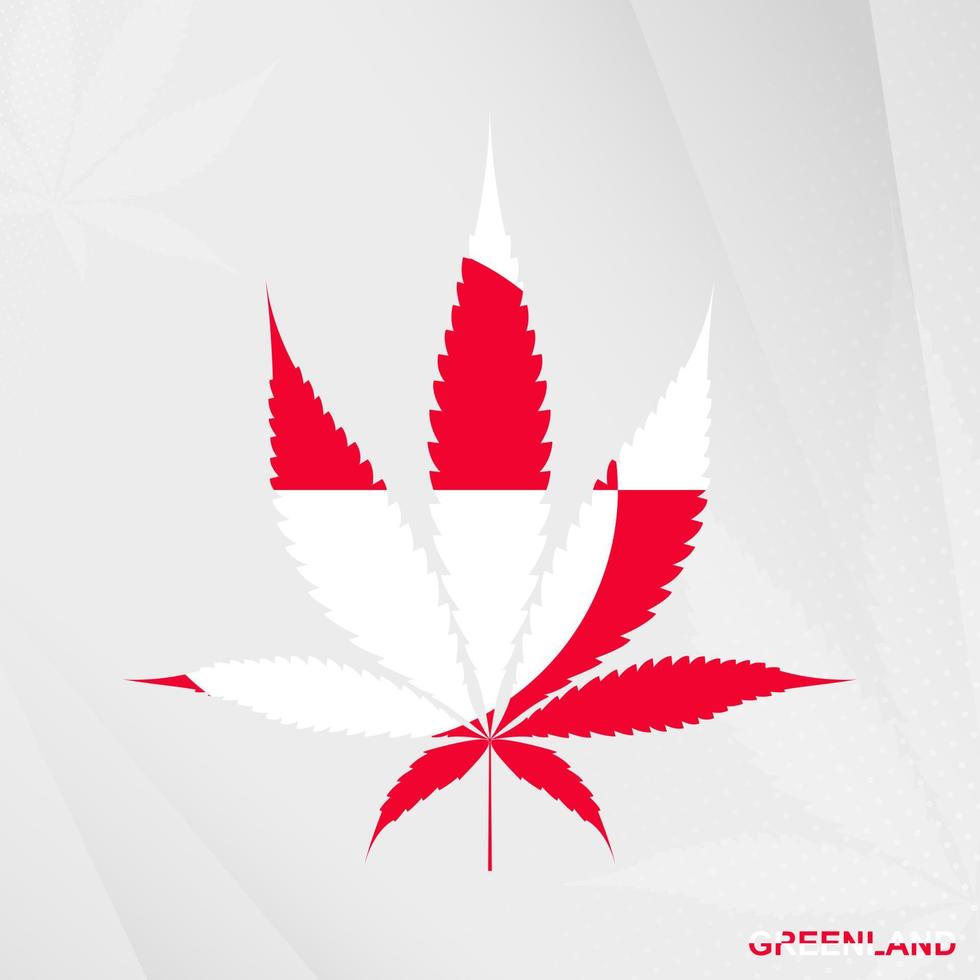 Flag of Greenland in Marijuana leaf shape. The concept of legalization Cannabis in Greenland. vector