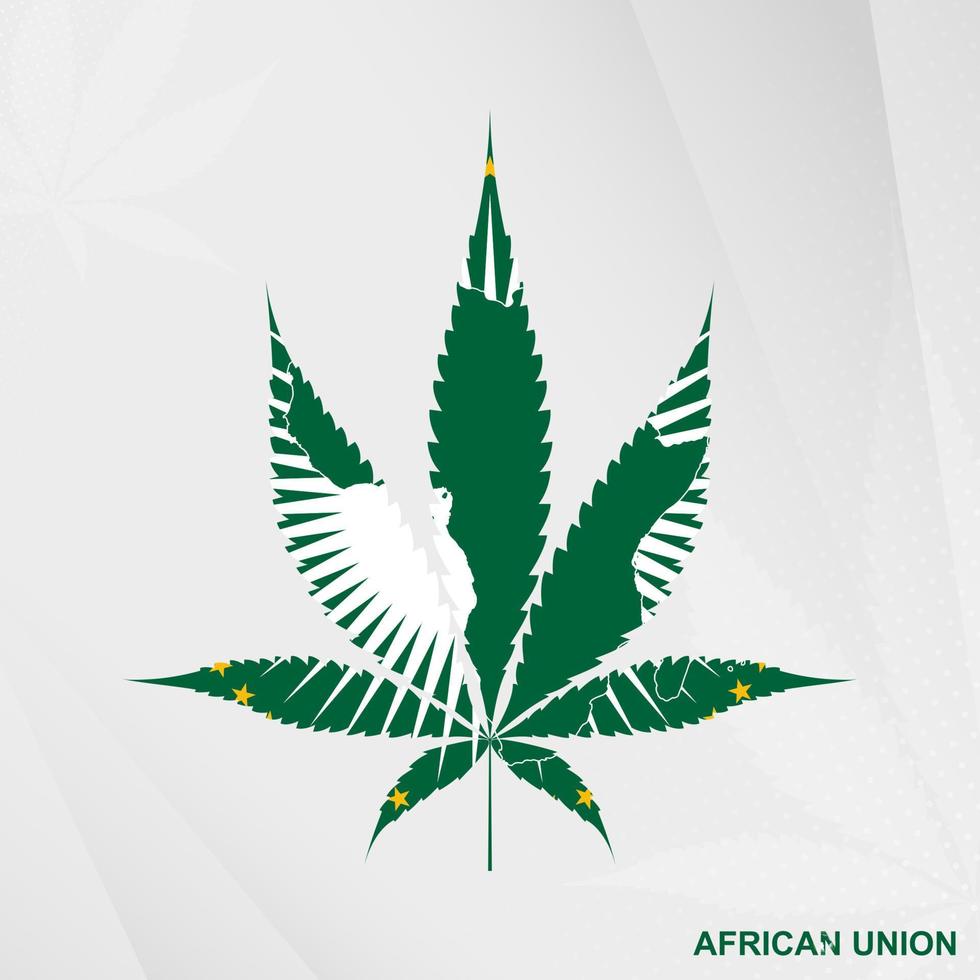 Flag of African Union in Marijuana leaf shape. The concept of legalization Cannabis in African Union. vector