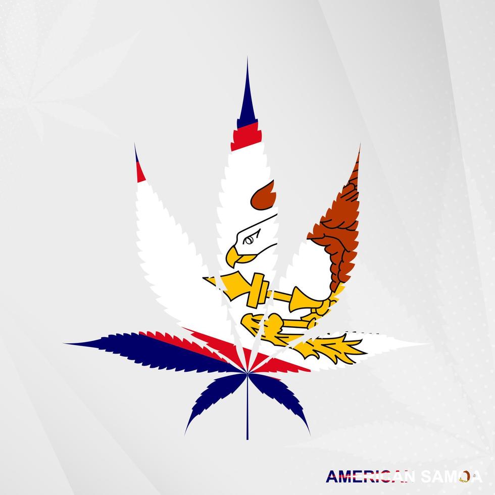 Flag of American Samoa in Marijuana leaf shape. The concept of legalization Cannabis in American Samoa. vector