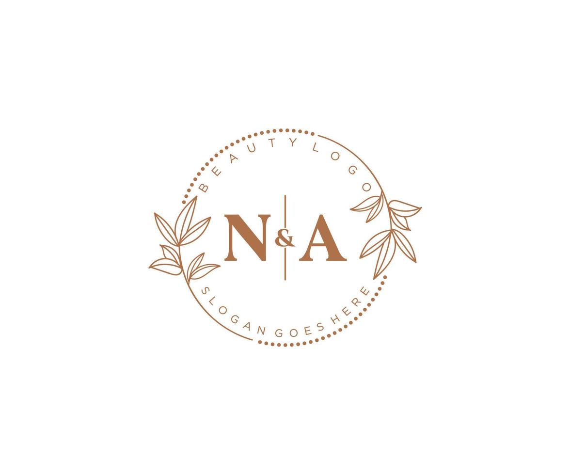 initial NA letters Beautiful floral feminine editable premade monoline logo suitable for spa salon skin hair beauty boutique and cosmetic company. vector