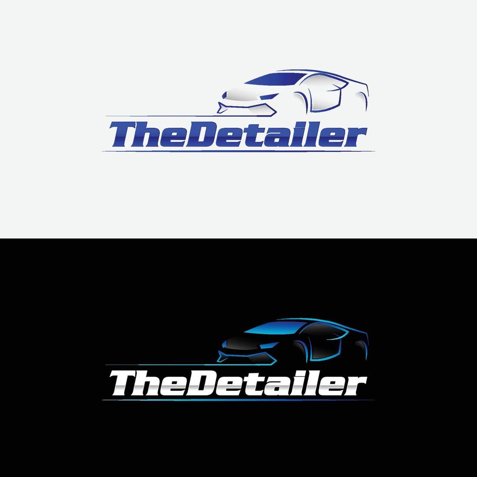 auto detail and wash logo with a line art car icon and a trendy font vector