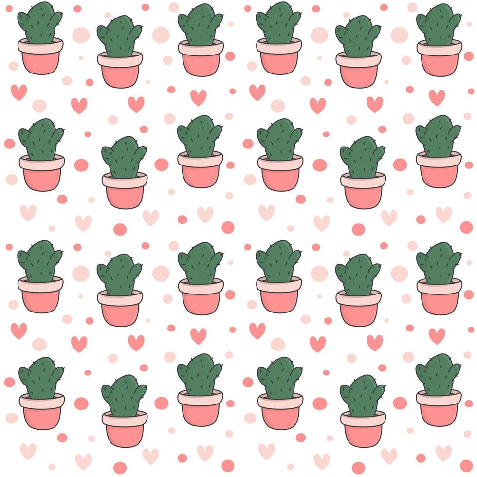 linda en conserva cactus sin costura vector modelo antecedentes ilustración con corazones y puntos