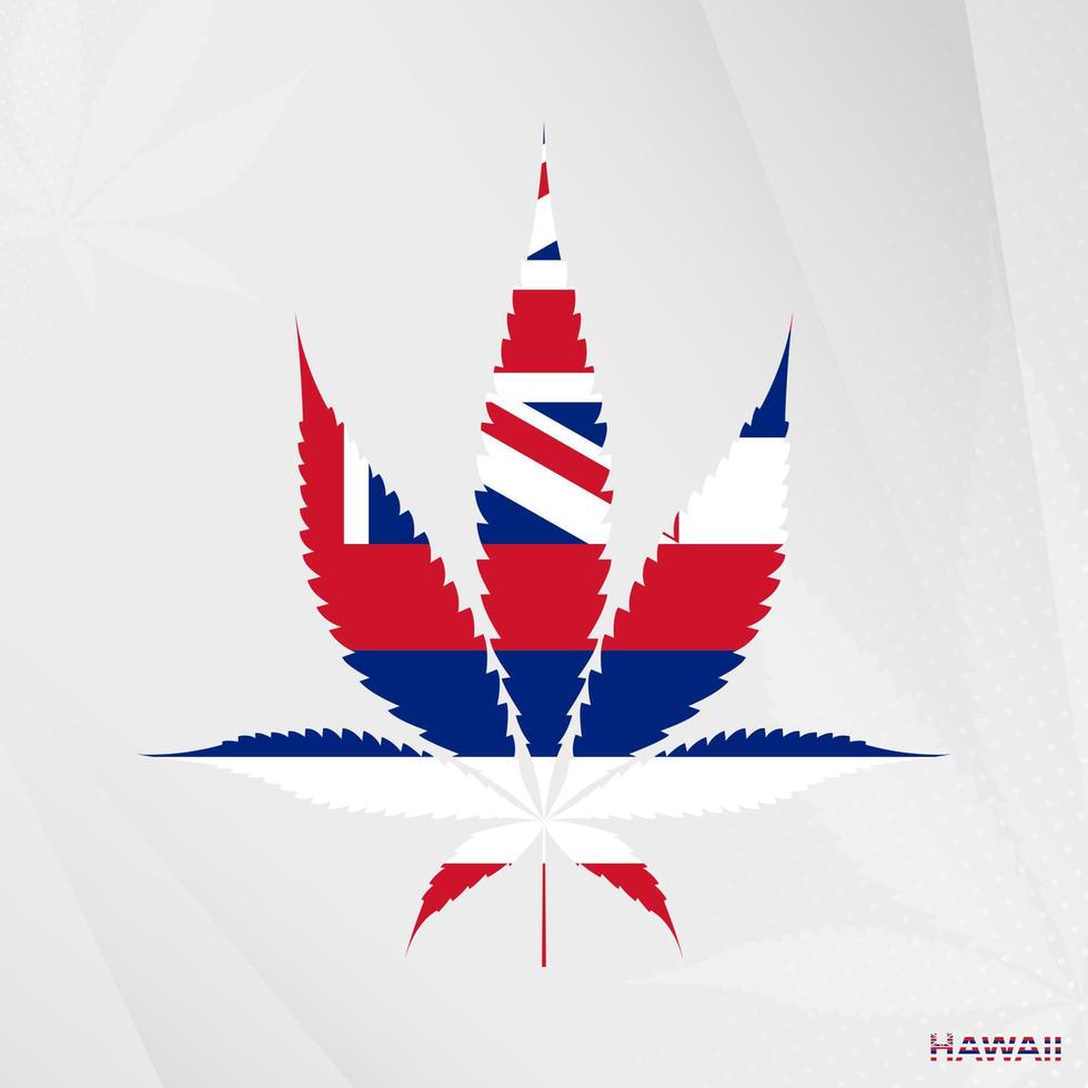 Flag of Hawaii in Marijuana leaf shape. The concept of legalization Cannabis in Hawaii. vector