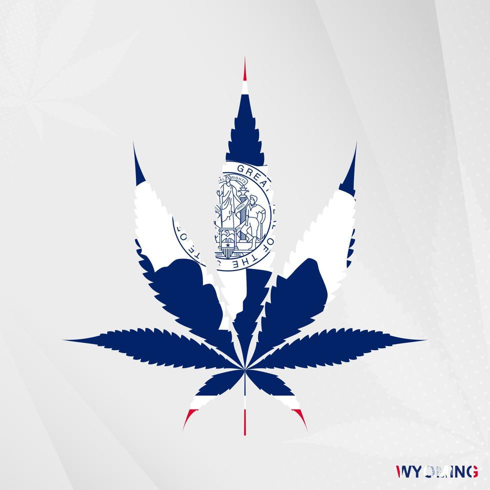 bandera de Wyoming en marijuana hoja forma. el concepto de legalización canabis en Wyoming. vector