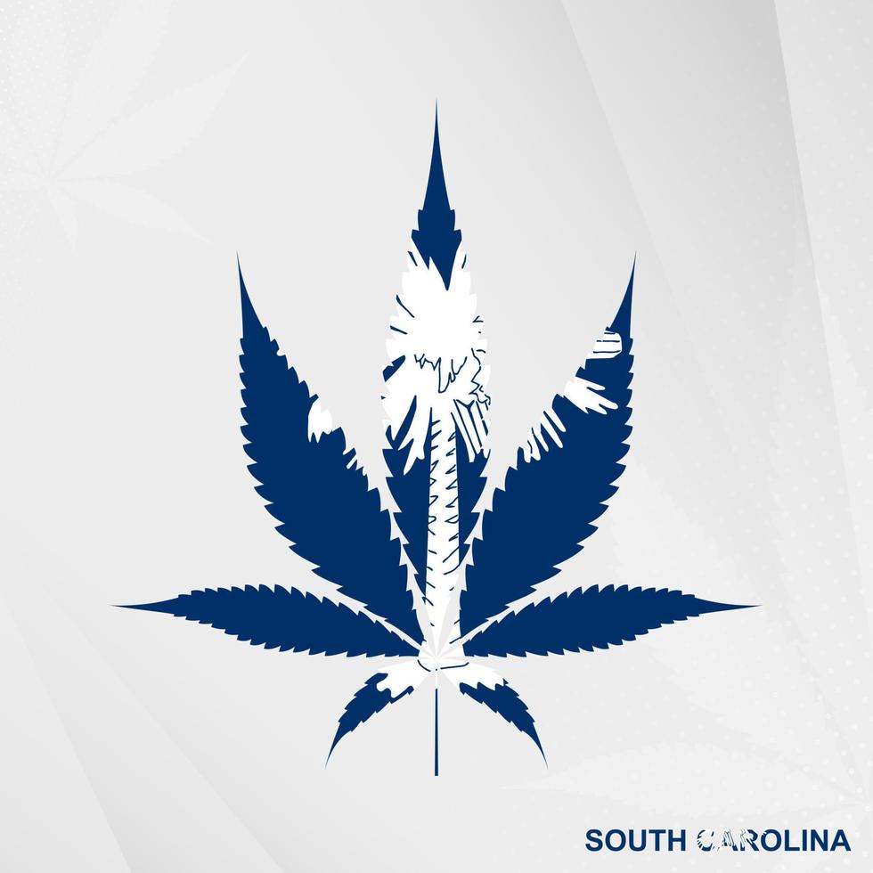 Flag of South Carolina in Marijuana leaf shape. The concept of legalization Cannabis in South Carolina. vector