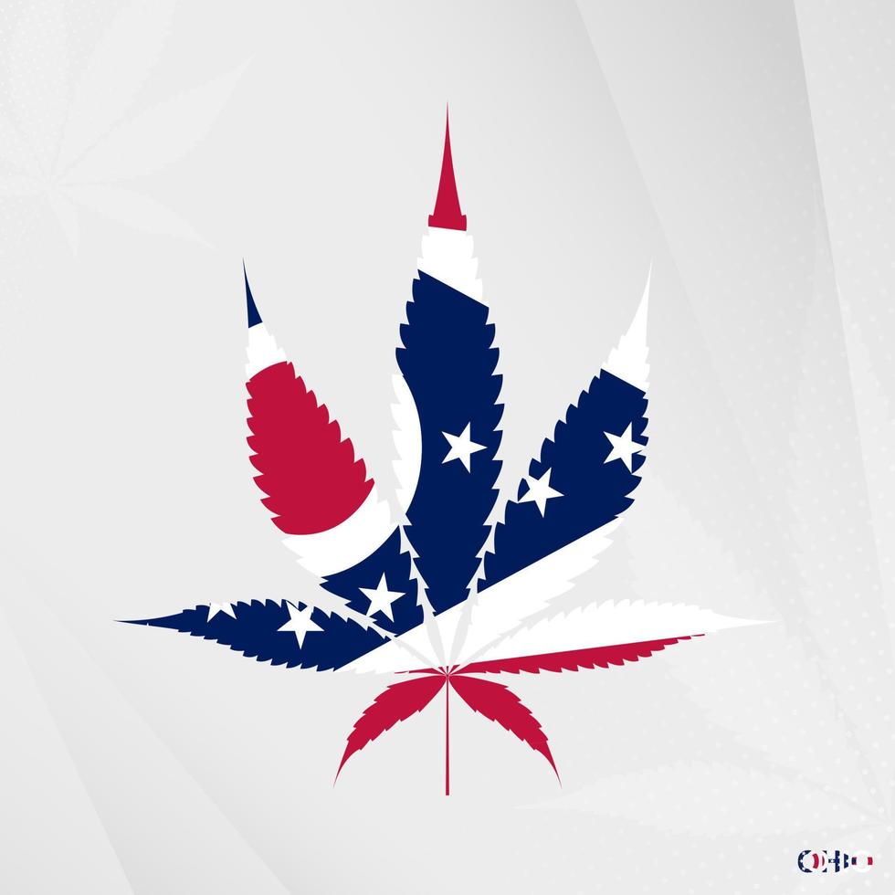 Flag of Ohio in Marijuana leaf shape. The concept of legalization Cannabis in Ohio. vector