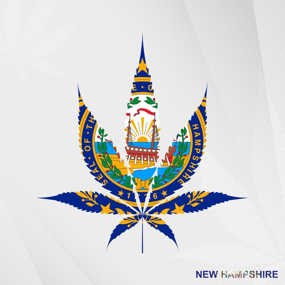 Flag of New Hampshire in Marijuana leaf shape. The concept of legalization Cannabis in New Hampshire. vector