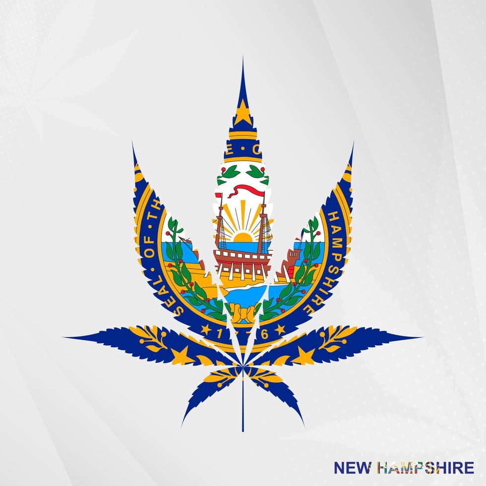 bandera de nuevo Hampshire en marijuana hoja forma. el concepto de legalización canabis en nuevo hampshire. vector