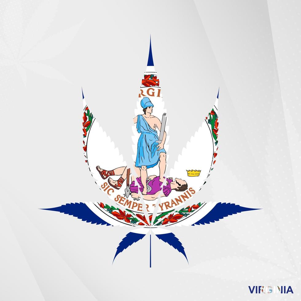 Flag of Virginia in Marijuana leaf shape. The concept of legalization Cannabis in Virginia. vector