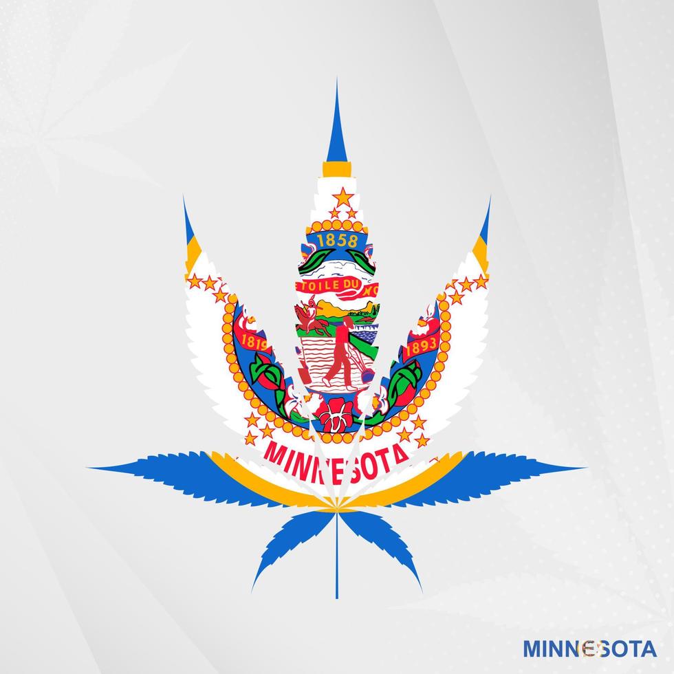 Flag of Minnesota in Marijuana leaf shape. The concept of legalization Cannabis in Minnesota. vector