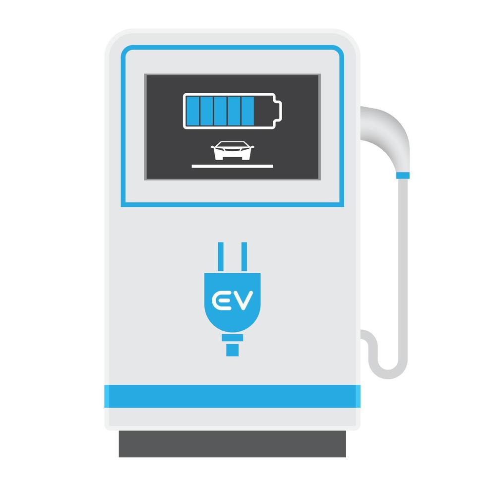 Charging station for electric car, EV recharging point, charging device vector