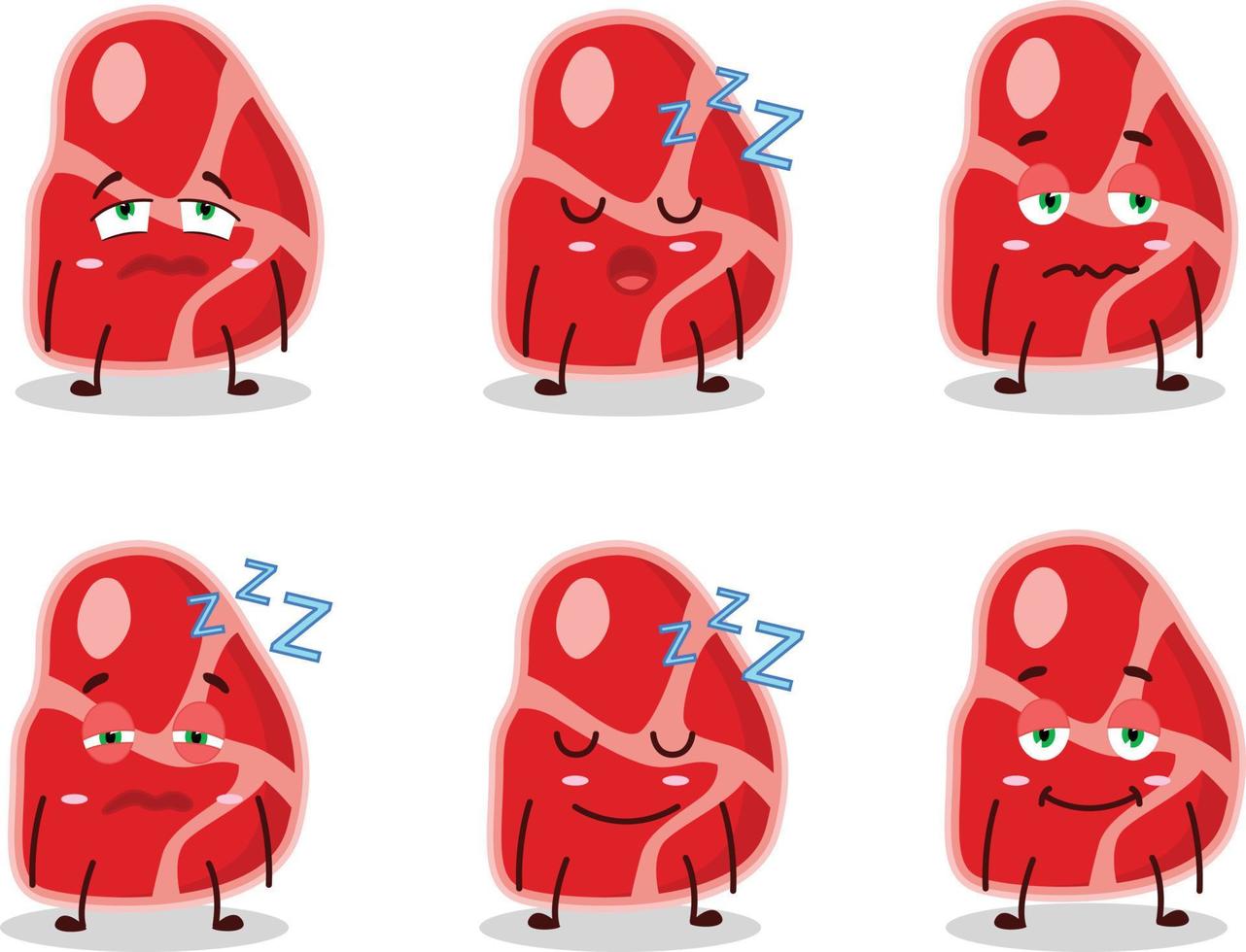 Cartoon character of meat with sleepy expression vector