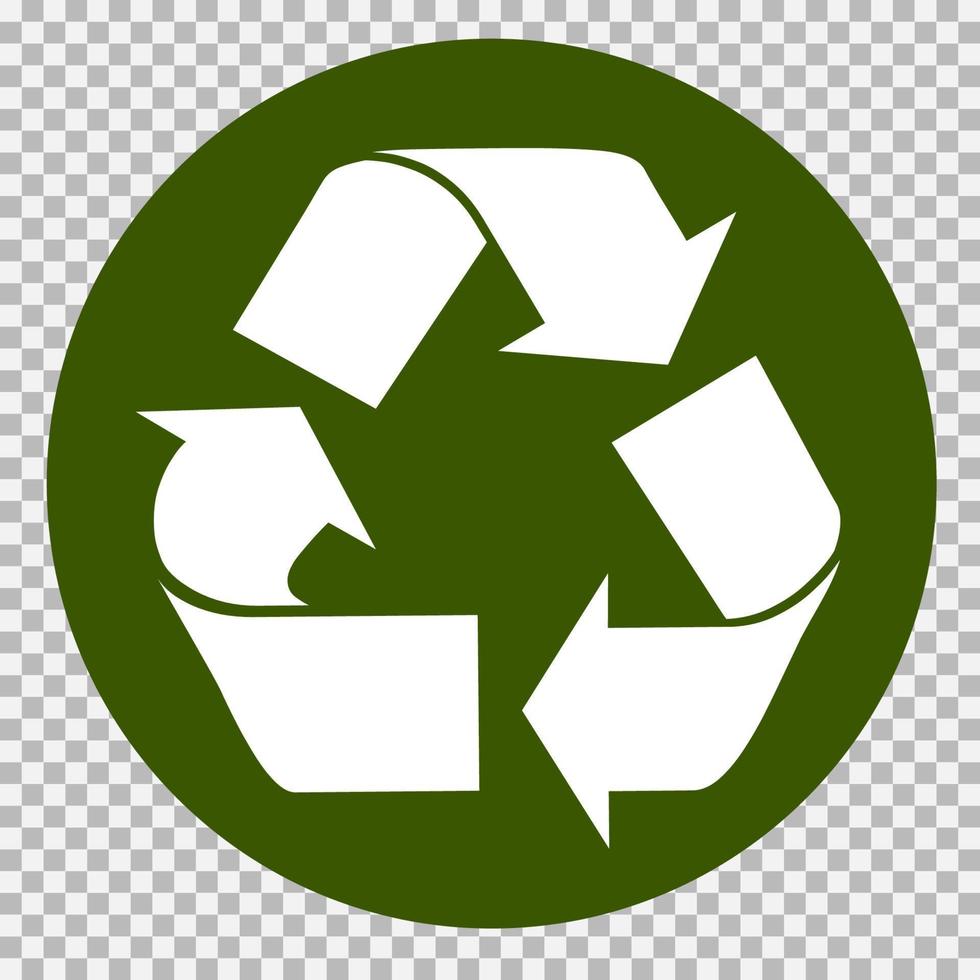 The universal recycling symbol. International symbol used on packaging to remind people to dispose of it in a bin instead of littering. Icon isolated on white background. Vector illustration.
