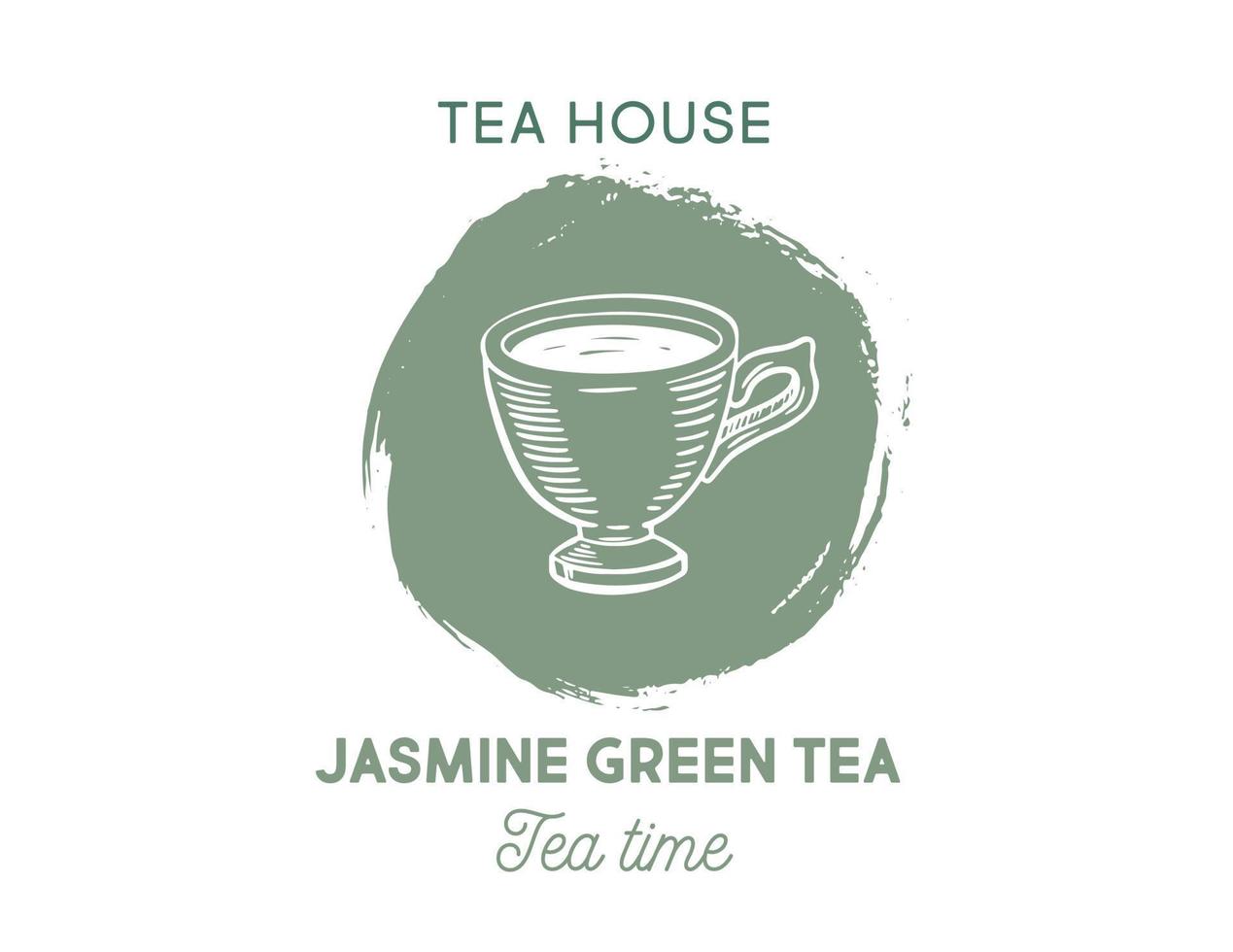 Green Tea Cup, hand drawn, drawing isolated on white vector