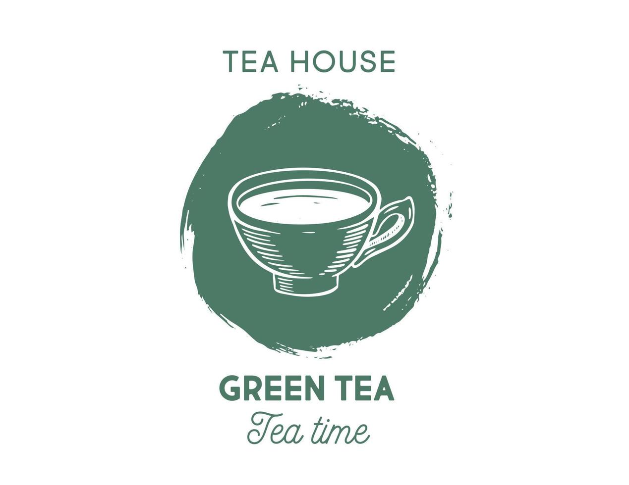 Green Tea Cup, hand drawn, drawing isolated on white vector