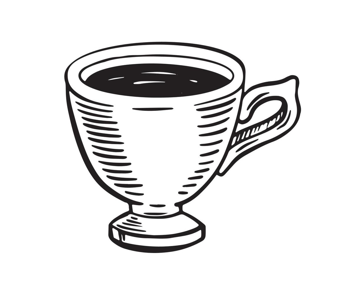 verde té taza, mano dibujado, dibujo aislado en blanco vector