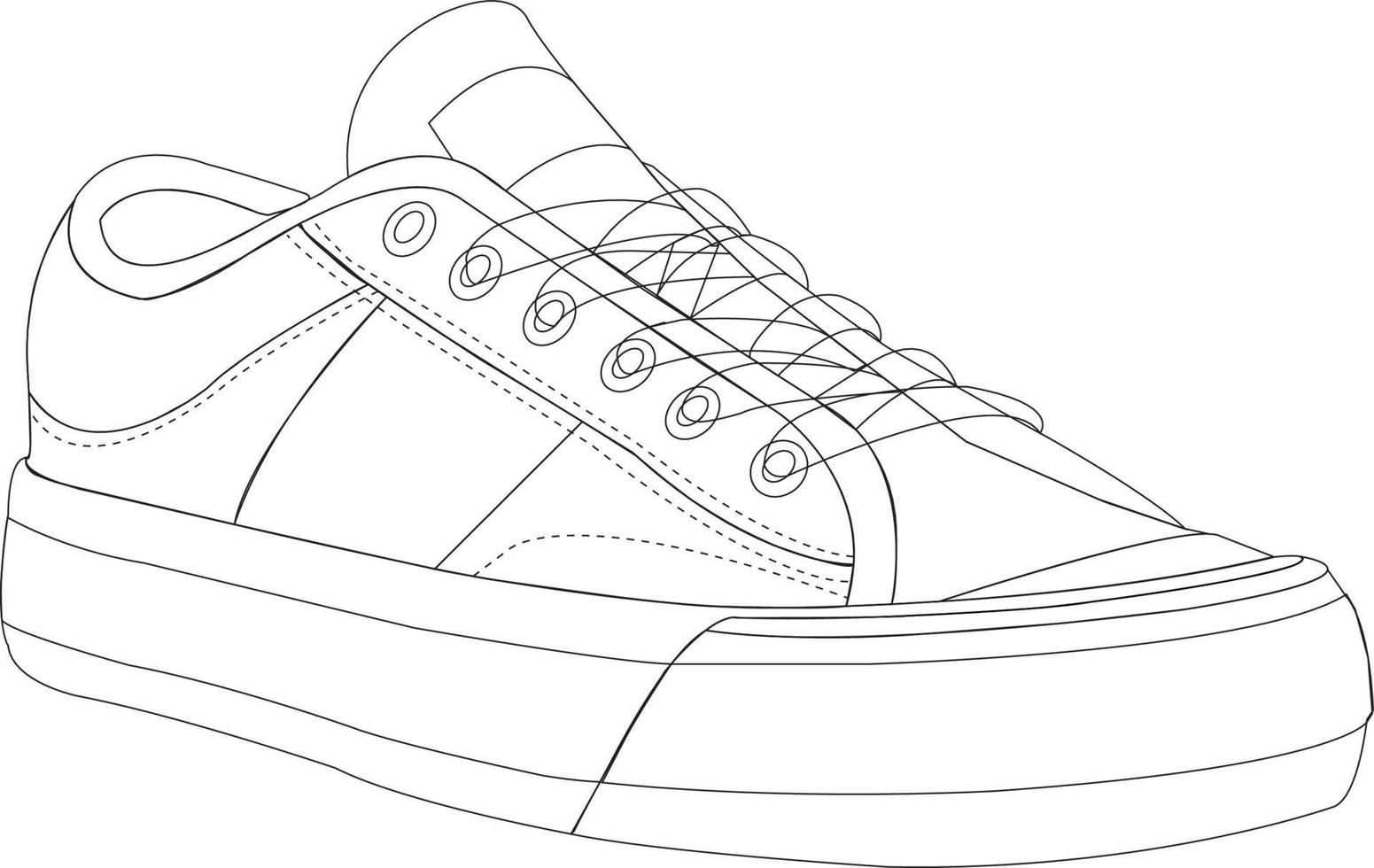 zapatilla de deporte zapatos. Zapatos línea Arte diseño vector