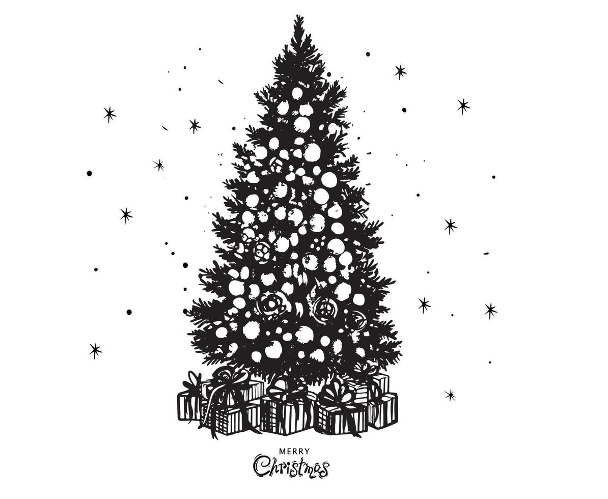 Christmas tree set, Hand drawn illustrations. vector