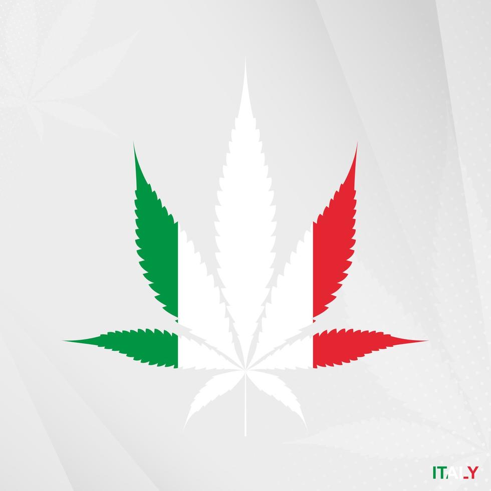 bandera de Italia en marijuana hoja forma. el concepto de legalización canabis en Italia. vector