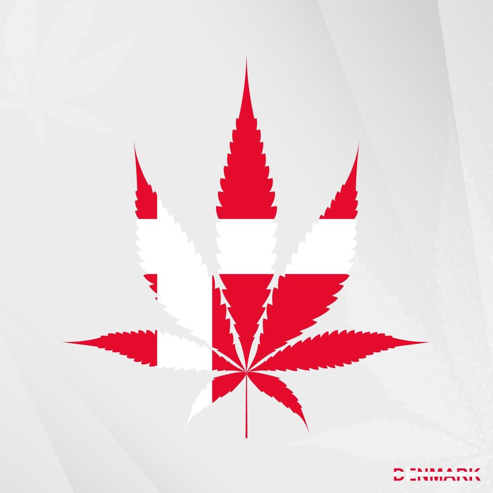 bandera de Dinamarca en marijuana hoja forma. el concepto de legalización canabis en Dinamarca. vector