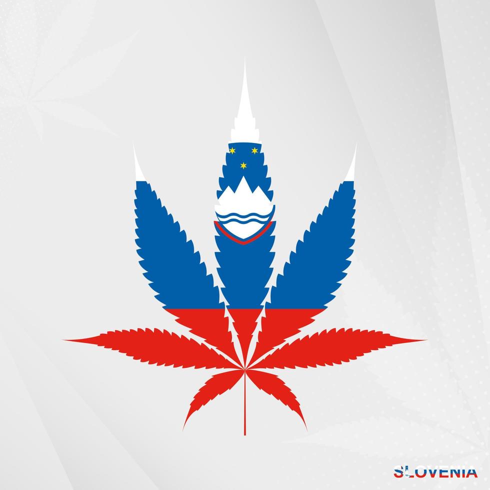 Flag of Slovenia in Marijuana leaf shape. The concept of legalization Cannabis in Slovenia. vector