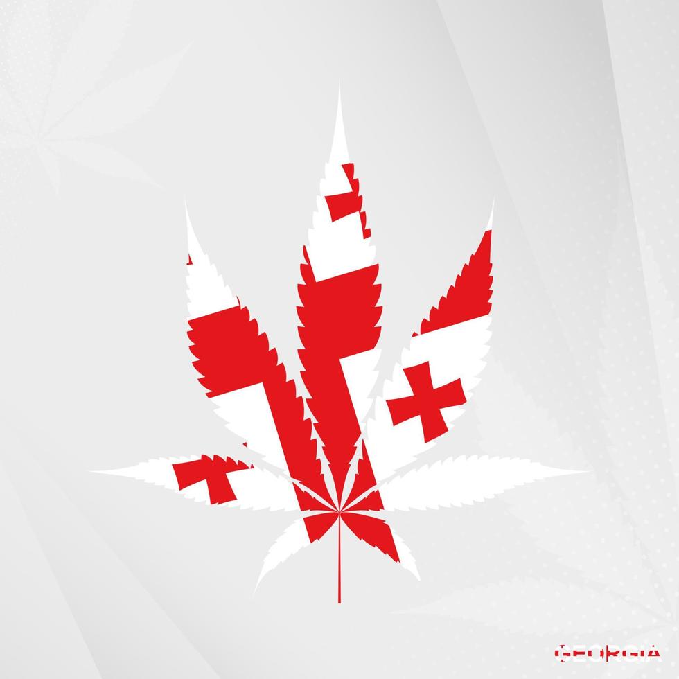 bandera de Georgia en marijuana hoja forma. el concepto de legalización canabis en Georgia. vector