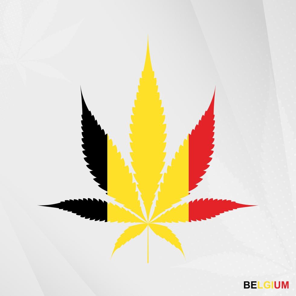 bandera de Bélgica en marijuana hoja forma. el concepto de legalización canabis en Bélgica. vector