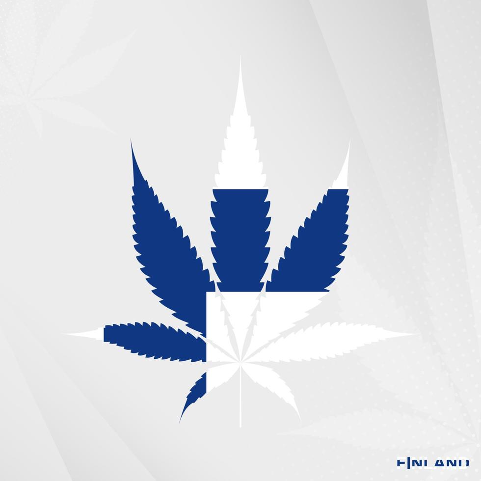 Flag of Finland in Marijuana leaf shape. The concept of legalization Cannabis in Finland. vector
